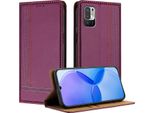 Custodia Per Xiaomi Redmi 10 4G In Pelle Con Funzione Di Supporto Viola