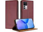 Custodia Per Xiaomi 12T/12T Pro/Redmi K50 Ultra In Pelle Con Funzione Stand Rosso Scuro