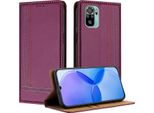 Custodia Per Xiaomi Poco M5S/Redmi Note 10S/Note 10 4G Custodia In Pelle Flip Con Funzione Stand Viola