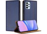 Custodia Per Samsung Galaxy A23 5G/4G In Pelle Flip Cover Con Funzione Stand Blu