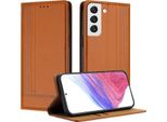 Custodia Per Samsung Galaxy S22 5G In Pelle Con Funzione Stand Brown