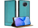 Custodia Per Xiaomi Redmi Note 9T In Pelle Flip Case Con Funzione Stand Verde