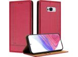 Custodia Per Telefono Cellulare Per Samsung Galaxy S8 In Pelle Flip Custodia Protettiva Con Funzione Stand Rosso