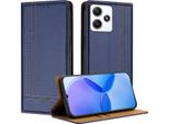 Custodia Per Xiaomi Poco M6 Pro 5G/Redmi 12/Note 12R Custodia Flip In Pelle Con Funzione Stand Blu