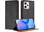 Custodia Per Xiaomi Redmi Note 12 Pro+ 5G In Pelle Con Funzione Stand Nero
