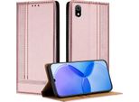 Custodia Per Xiaomi Redmi 7A In Pelle Con Funzione Di Supporto Rosa