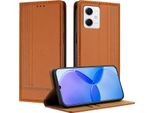 Custodia Per Xiaomi Poco X5/Redmi Note 12 5G In Pelle Flip Case Con Funzione Stand Brown