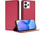 Custodia Per Xiaomi Poco M6 Pro 5G/Redmi 12/Note 12R Custodia Flip In Pelle Con Funzione Stand Rosso