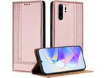 Custodia Per Huawei P30 Pro In Pelle Con Funzione Stand Rosa