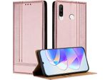 Custodia Per Huawei P30 Lite In Pelle Con Funzione Stand Rosa