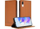 Custodia Per Huawei P20 In Pelle Con Funzione Stand Marrone
