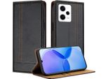 Custodia Per Xiaomi Poco X5 Pro/Redmi Note 12 Pro 5G Custodia Flip In Pelle Con Funzione Stand Nero