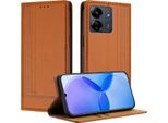 Custodia Per Xiaomi Poco C65/Poco M6 5G/Redmi 13C Custodia Flip In Pelle Con Funzione Stand Brown