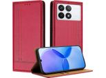 Custodia Per Xiaomi Poco X6 Pro/Redmi K70E 5G In Pelle Con Funzione Stand Rosso