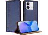 Custodia Per Xiaomi Redmi Note 13 5G In Pelle Flip Case Con Funzione Di Stand Blu