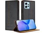 Custodia Per Xiaomi Redmi Note 12 4G In Pelle Flip Case Con Funzione Stand Nero