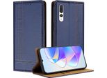 Custodia Per Huawei P20 Pro In Pelle Con Funzione Stand Blu