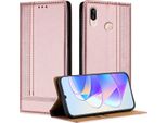 Custodia Per Huawei P20 Lite In Pelle Con Funzione Stand Rosa