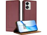 Custodia Per Oneplus Nord 2T In Pelle Con Funzione Stand Rosso Scuro