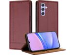 Custodia Per Samsung Galaxy A55 5G In Pelle Con Funzione Stand Rosso Scuro