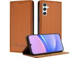 Custodia Per Samsung Galaxy A34 5G In Pelle Con Funzione Stand Brown