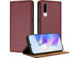 Custodia Per Huawei P30 In Pelle Con Funzione Stand Rosso Scuro