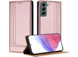 Custodia Per Telefono Cellulare Per Samsung Galaxy S22+ 5G In Pelle Flip Custodia Protettiva Con Funzione Stand Rosa
