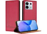 Custodia Per Xiaomi Redmi Note 13 Pro 5G In Pelle Flip Case Con Funzione Stand Rosso