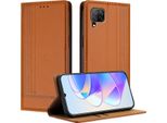 Custodia Per Huawei P40 Lite In Pelle Con Funzione Stand Brown