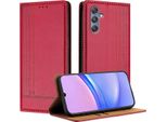 Custodia Per Samsung Galaxy M34 5G In Pelle Con Funzione Stand Rosso