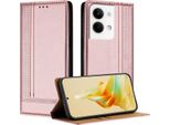 Custodia Per Telefono Cellulare Per Oppo Reno9 Pelle Flip Cover Con Stand Rosa