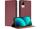 Custodia Per Xiaomi Civi 1S In Pelle Con Funzione Stand Rosso Scuro