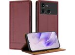 Custodia Per Itel P40 In Pelle Con Funzione Stand Rosso Scuro