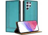 Custodia Per Samsung Galaxy S22 Ultra 5G In Pelle Con Funzione Stand Verde