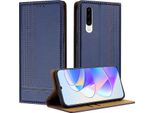 Custodia Per Huawei P30 In Pelle Con Funzione Stand Blu