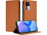 Custodia Per Xiaomi 12T/12T Pro/Redmi K50 Ultra In Pelle Flip Cover Con Funzione Stand Brown