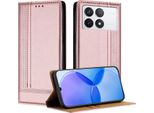 Custodia Per Xiaomi Poco X6 Pro/Redmi K70E 5G In Pelle Con Funzione Stand Rosa