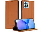 Custodia Per Xiaomi Redmi Note 12 4G In Pelle Con Funzione Stand Brown