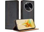 Custodia Per Oppo Find X6 Pro In Pelle Con Funzione Stand Nero