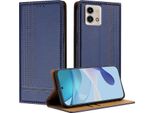 Custodia Per Motorola Moto G Stylus 5G 2023 In Pelle Con Funzione Stand Blu