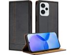 Custodia Per Xiaomi Poco F5/Redmi Note 12 Turbo In Pelle Flip Cover Con Funzione Stand Nero