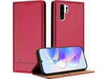 Custodia Per Huawei P30 Pro In Pelle Con Funzione Stand Rosso