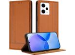 Custodia Per Xiaomi Poco X5 Pro/Redmi Note 12 Pro 5G In Pelle Con Funzione Stand Brown