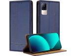 Custodia Per Xiaomi Civi 1S In Pelle Con Funzione Stand Blu