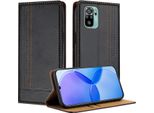 Custodia Per Xiaomi Poco M5S/Redmi Note 10S/Note 10 4G Custodia Flip In Pelle Con Funzione Stand Nero