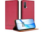 Custodia Per Telefono Cellulare Per Oneplus Nord Ce 5G In Pelle Flip Custodia Protettiva Con Funzione Di Stand Rosso