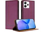 Custodia Per Xiaomi Poco M6 Pro 5G/Redmi 12/Note 12R Custodia Flip In Pelle Con Funzione Stand Viola