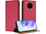 Custodia Per Huawei Nova 8I/Honor 50 Lite In Pelle Con Funzione Stand Rosso