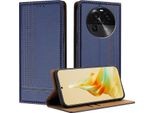 Custodia Per Oppo Find X6 In Pelle Flip Case Con Funzione Stand Blu