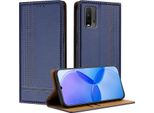 Custodia Per Xiaomi Poco M3 /Redmi 9T In Pelle Flip Cover Con Funzione Stand Blu